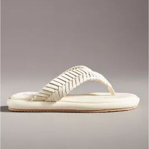 Anthropologie Kelsi Dagger Brooklyn Thong Braided White Sandals US 6.5/EU 37.5